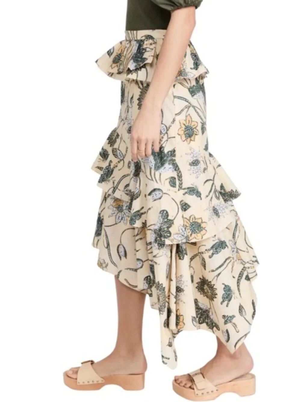 Ulla Johnson Ivette Skirt Asymmetric scarf hem Midi maxi in Lemonbalm size 10